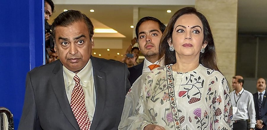 Reliance Industries Chairman Mukesh Ambani with wife Nita Ambani. Credit: PTI Photo