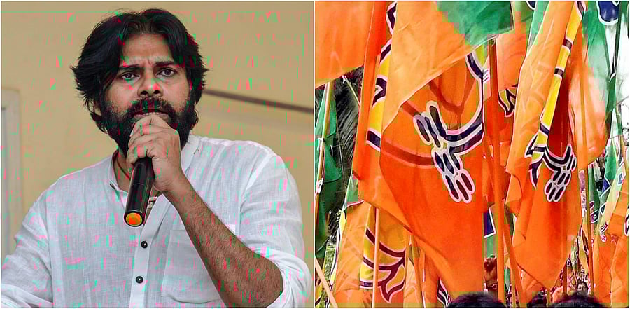 BJP announced a partnership with Pawan Kalyan's (L) Jana Sena Party (JSP). Credit: PTI File Photos