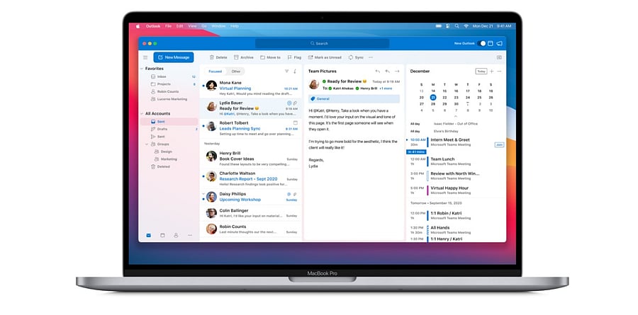 Microsoft 365 apps--Outlook, Word, Excel, PowerPoint, and OneNote-- now support Apple M1-based PCs. Credit: Micrsoft  