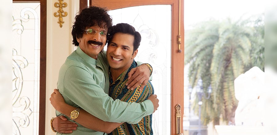Javed Jaffrey, Varun Dhawan in a still from 'Coolie No 1'. Credit: Amazon Prime Video