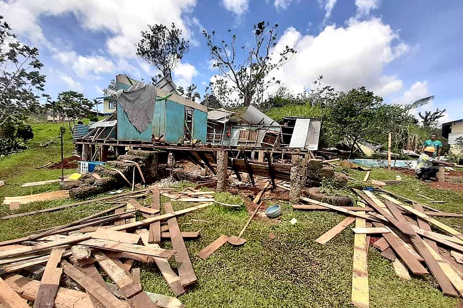 Fiji Red Cross shows devastation after remote villages were flattened by Cylone Yasa on Vanua Levu Island. Credit: AFP Photo