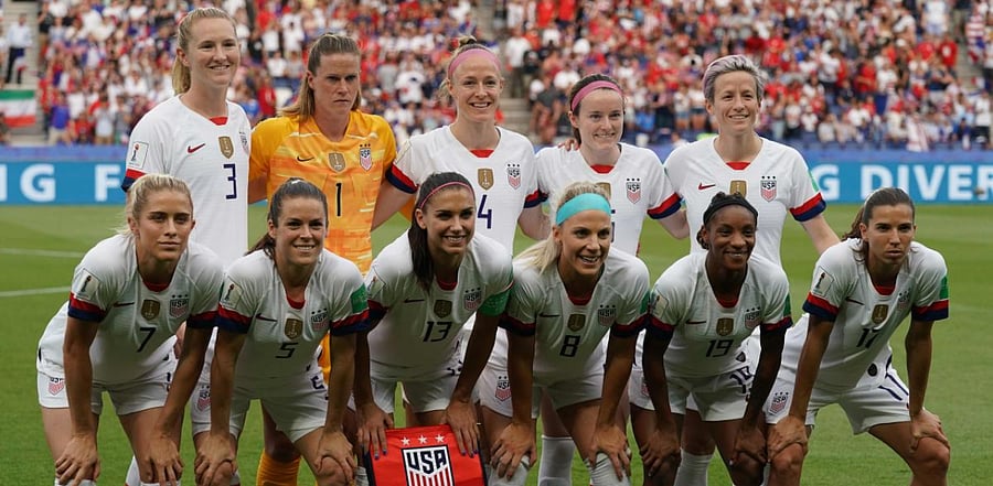 FA Cup and World Cup winner Sam Mewis (top row, first from left) was named US Soccer's 'Player of the Year'. Credit: AFP File Photo