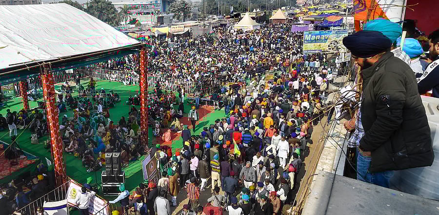 Farmers from across the country have been camping at various border points of Delhi demanding a repeal of the recent contentious farm laws. Credit: PTI