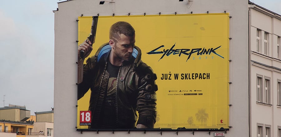 Billboard displays an advertisement for the Cyberpunk 2077 video game by CD Projekt in Gdynia, Poland. Credit: Reuters