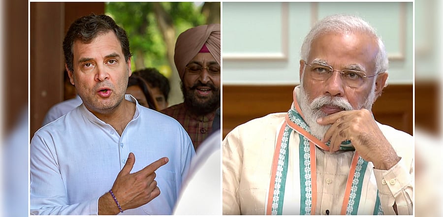 Congress leaders Rahul Gandhi (L) and PM Narendra Modi. Credit: PTI File Photos