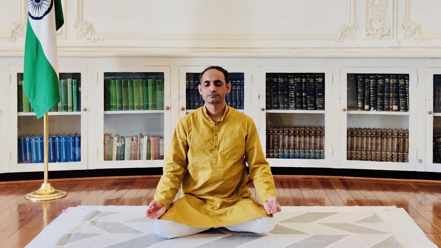 Dr Moxraj, India's first cultural diplomat. Credit: Twitter/@mokshrajacharya