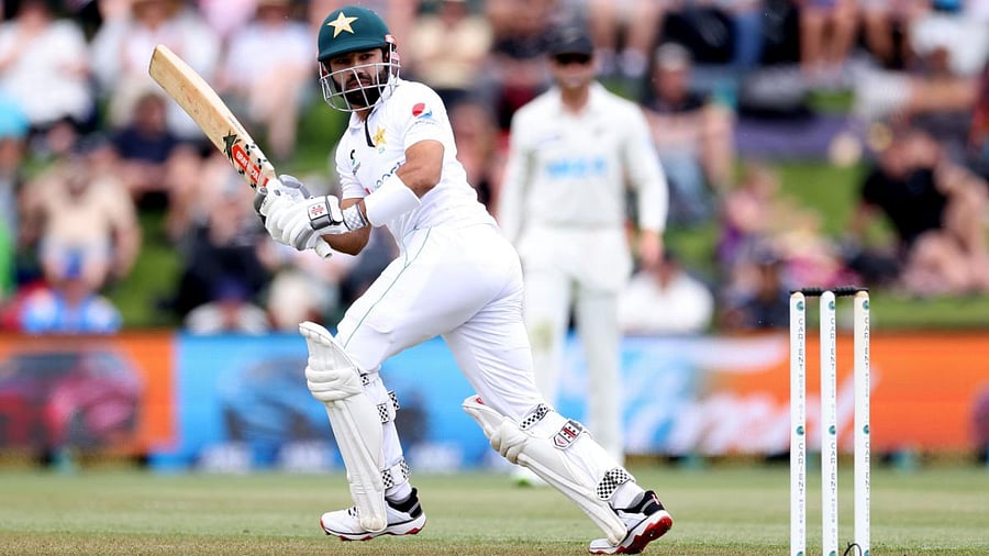 Pakistan's batsman Mohammad Rizwan plays a shot on day one of the second cricket Test match between New Zealand and Pakistan at Hagley Oval in Christchurch. Credit: AFP
