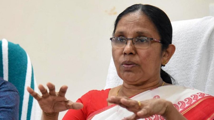 K K Shailaja. Credit: PTI file photo.