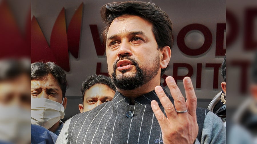 Union Minister of State for Finance Anurag Thakur leaves after visiting BCCI President Sourav Ganguly at a private hospital, in Kolkata, Monday, Jan. 4, 2021. Ganguly was hospitalised a few days ago after he complained of chest pain, in Kolkata. Credit: PTI Photo
