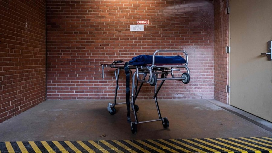 An empty gurney is seen outside of a hospital's morgue in Baltimore, Maryland. Credit: AFP/file photo.
