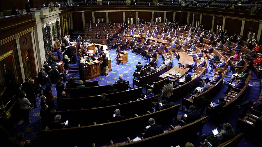 Vice President Mike Pence presides in the House Chamber during a reconvening of a joint session of Congress. Credit: AFP Photo