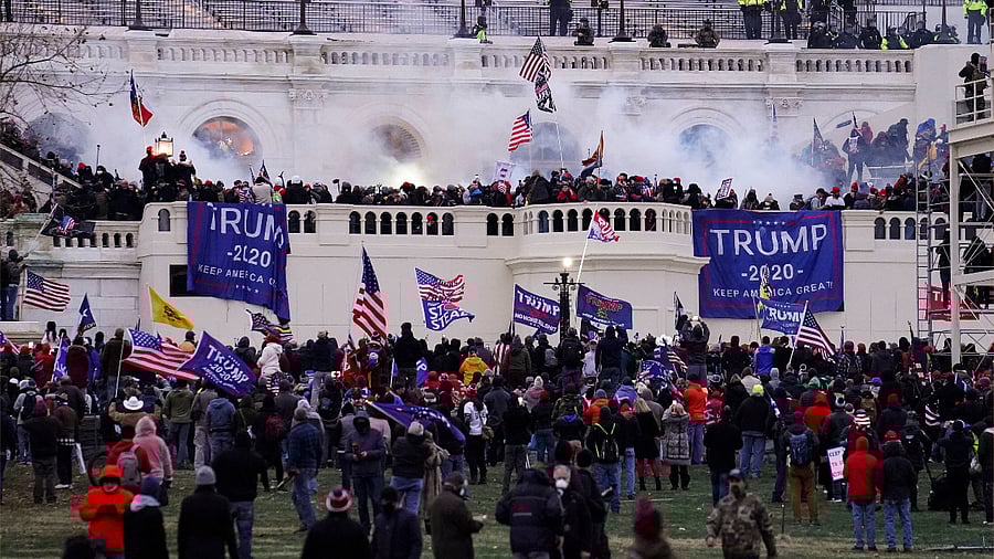 Violent protesters, loyal to President Donald Trump, storm the Capitol. Credit: AP Photo