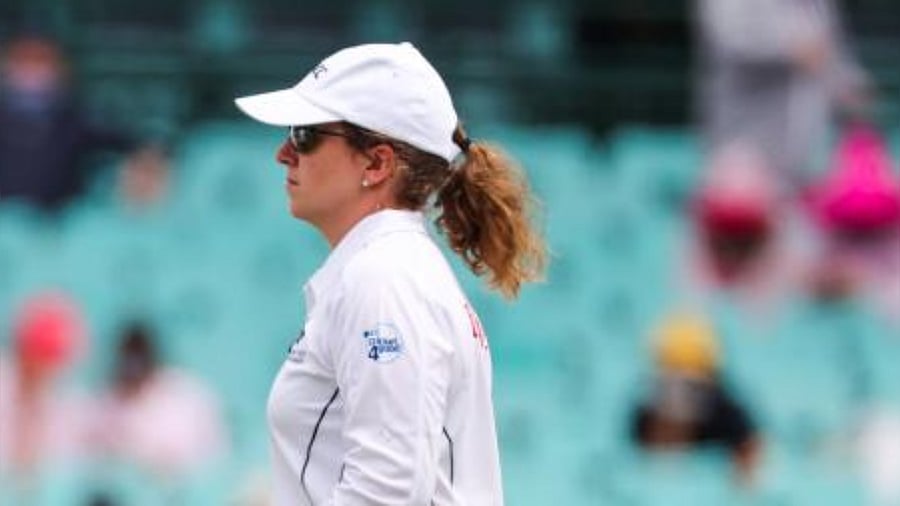 Third Border-Gavaskar Trophy Test's fourth umpire Claire Polosak. Credit: AFP Photo