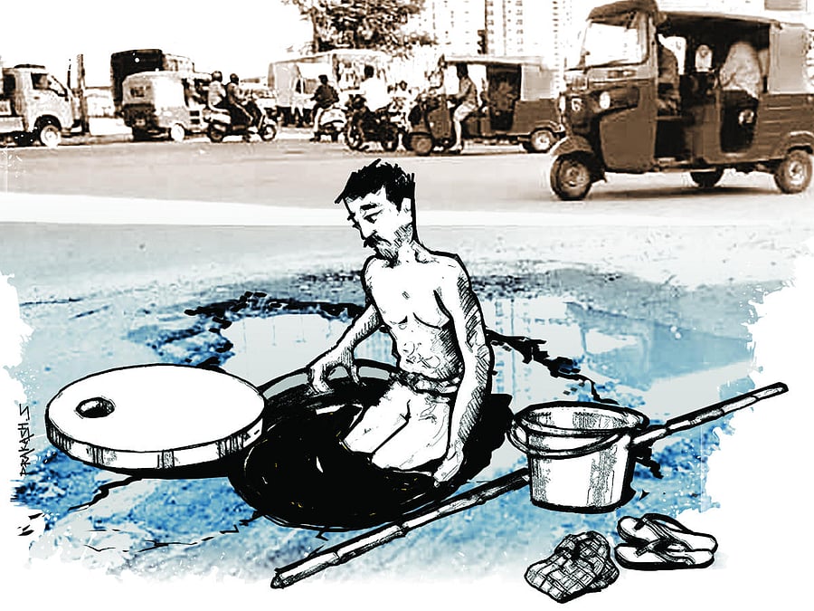 Manual Scavenging. Credit: DH Graphics