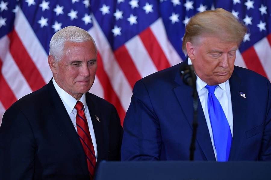 Trump and Pence "reiterated that those who broke the law and stormed the Capitol last week do not represent the America first movement backed by 75 million Americans," an official said. Credit: AFP