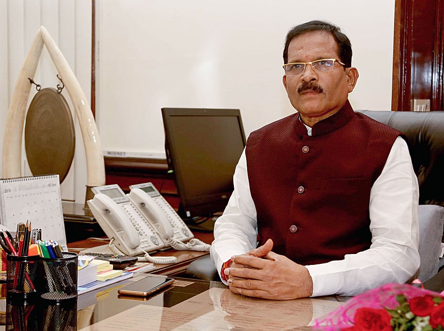 Minister of State (Independent Charge) of the Ministry of Ayurveda, Yoga and Naturopathy, Unani, Siddha and Homoeopathy (AYUSH); and Minister of State in the Ministry of Defence Shripad Yesso Naik, at his office in New Delhi. Credit: PTI File Photo