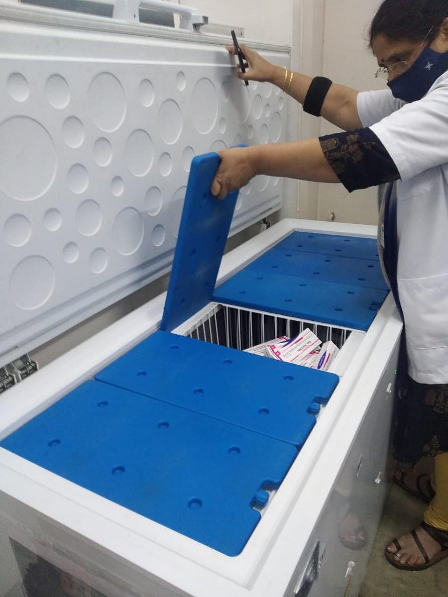 A 340-litre ice-lined refrigerator, mandated for vaccine storage at high load vaccine sites, is available at St John’s Medical College Hospital.