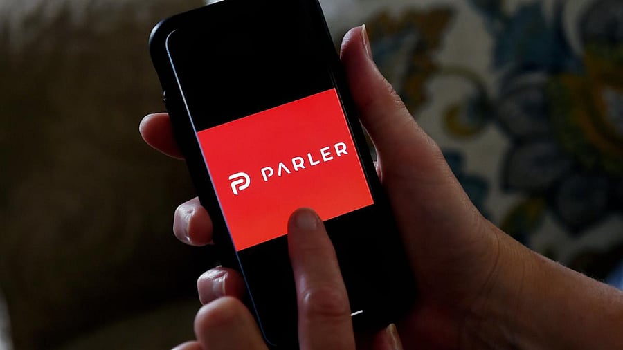 Parler logo. Credit: AFP Photo