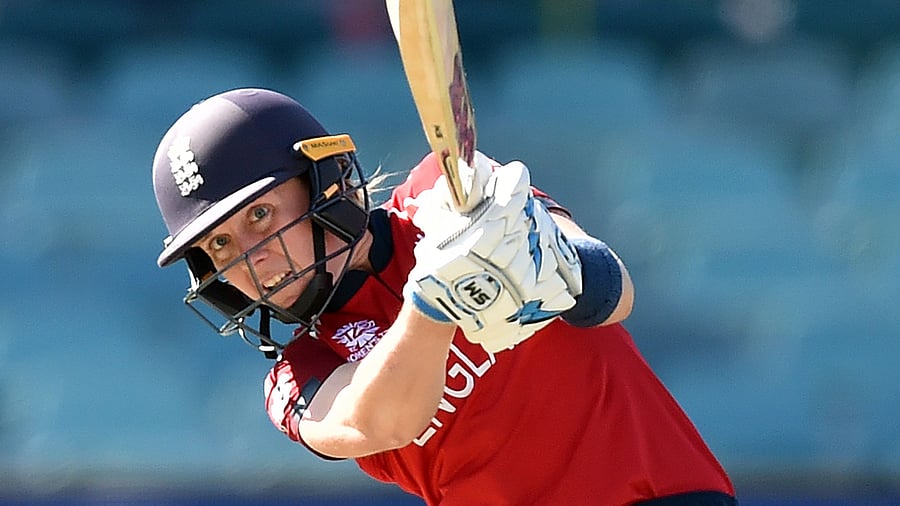 England's Heather Knight plays a shot during the Twenty20 women's World Cup cricket match between England and Thailand. Credit: AFP File Photo