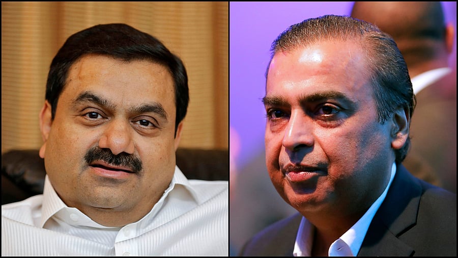 Gautam Adani and Mukesh Ambani (R). Credit: Reuters