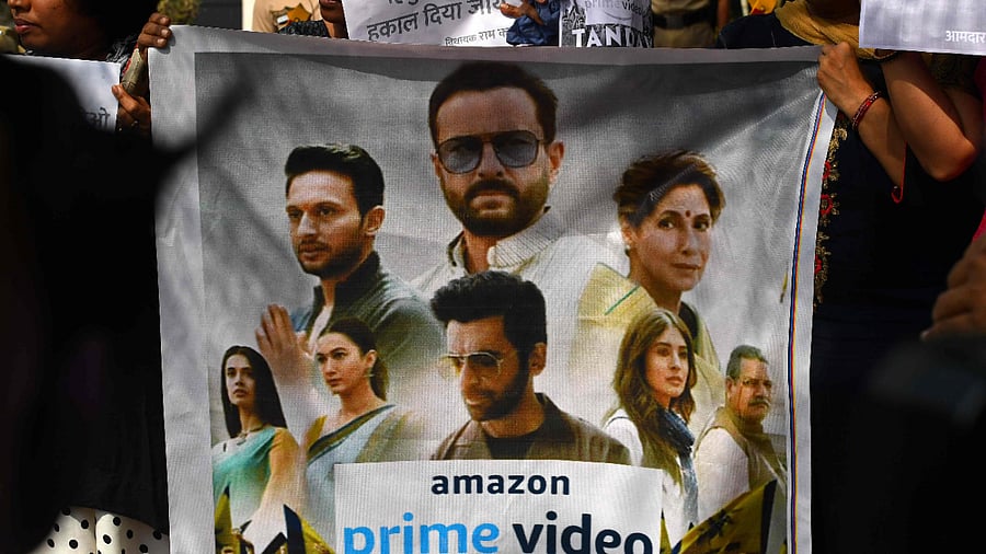 Supporters of India's ruling Bharatiya Janata Party (BJP) take part in a protest against a new web series 'Tandav', in Mumbai. Credit: AFP Photo