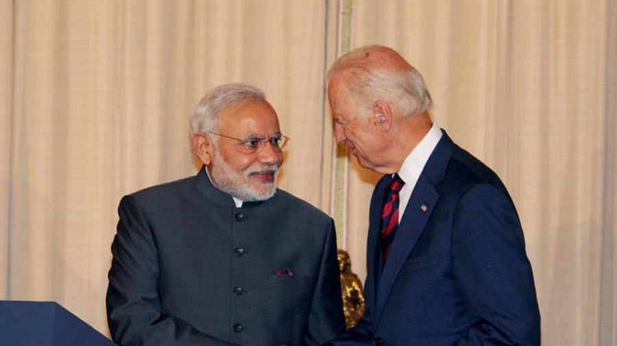 Prime Minister Narendra Modi with US President Joe Biden. Credit: PTI File Photo