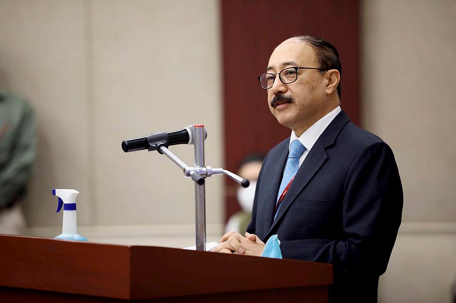 Foreign Secretary Harsh Vardhan Shringla. Credit: Twitter/@indfoundationr