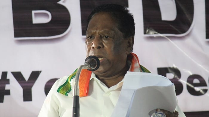 Puducherry Chief Minister V Narayanasamy. Credit: Twitter/@VNarayanasami