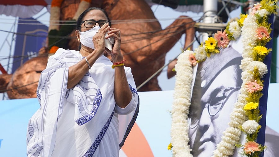 West Bengal Chief Minister Mamata Banerjee during her visit to Netaji Bhavan on Netaji Subhash Chandra Bose's birth anniversary, in Kolkata. Credit: Trinamool Congress