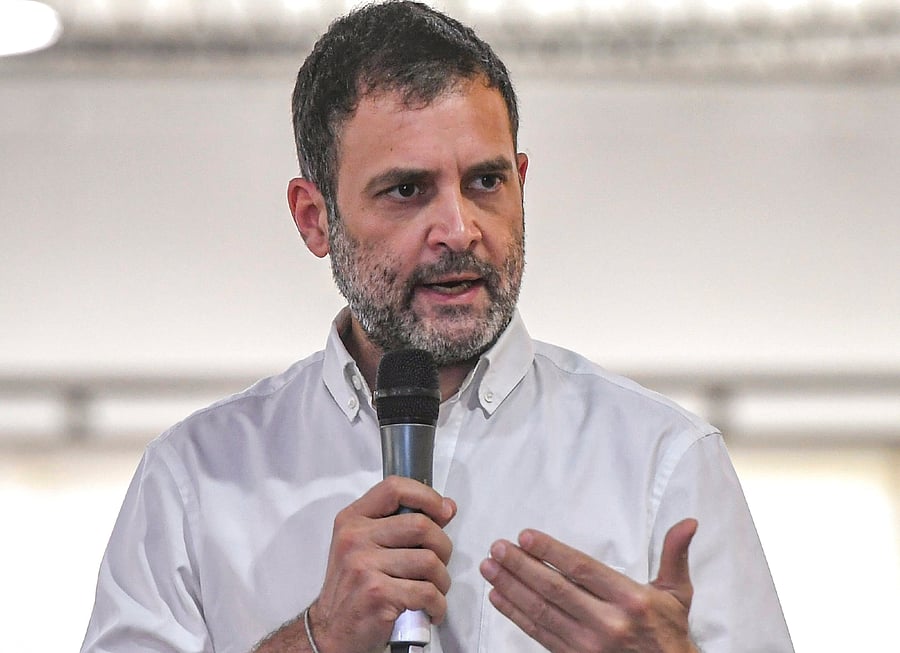 Rahul Gandhi's interacts with representatives of MSME at Suguna Auditorium in Coimbatore district, Saturday, Jan. 23, 2021. Credit: AICC/PTI