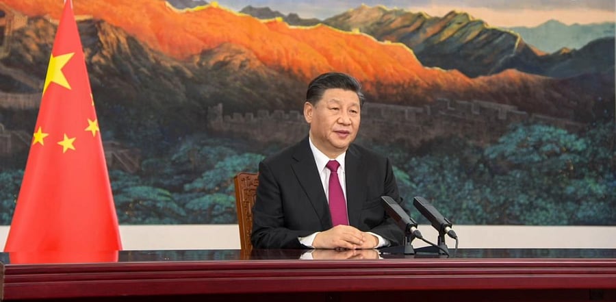 China's President Xi Jinping speaking from Pekin as he opens an all-virtual World Economic Forum, which usually takes place in Davos, Switzerland. Credit: AFP Photo