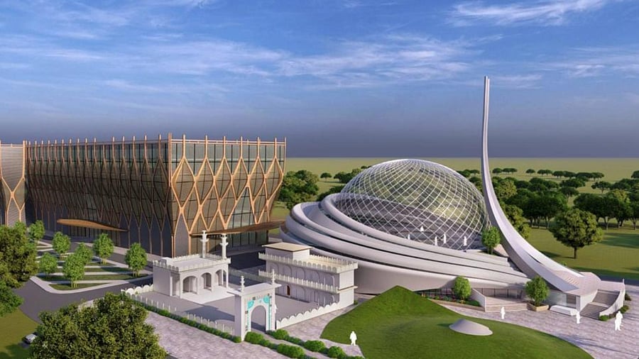 Blueprint of Ayodhya mosque to replace Babri Masjid, released by Indo-Islamic Cultural Foundation (IICF). Its foundation will be laid on Republic Day. Credit: PTI Photo