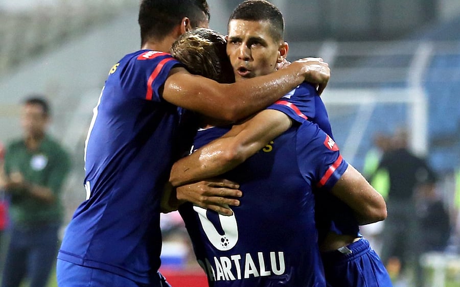 Erik Paartalu of Bengaluru FC celebrates a goal with team players during Indian Super League match. Credit: PTI File Photo