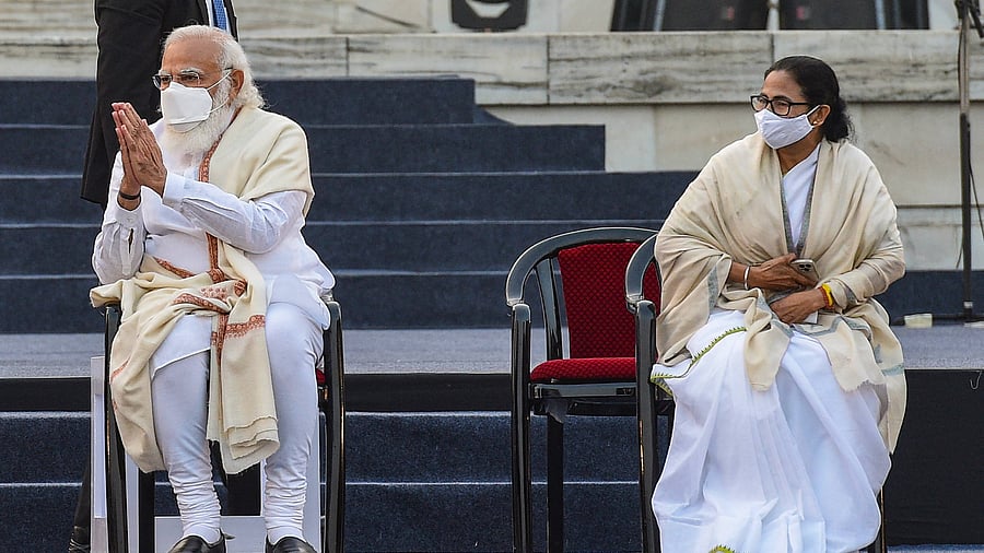 "But they didn't do that. To taunt me, they shouted slogans which had no relation to the programme. I was insulted in front of the prime minister of the country. This is their (BJP) culture," the Trinamool Congress boss told a rally here. Credit: PTI