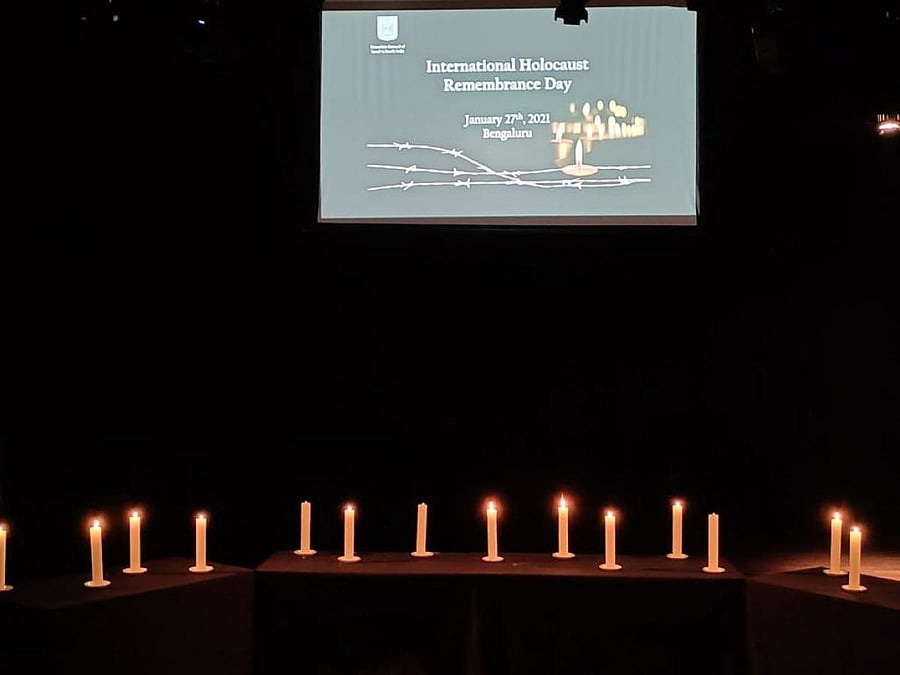 The International Holocaust Remembrance Day was observed at BIC, Domlur, on Wednesday. Credit: SPECIAL ARRANGEMENT