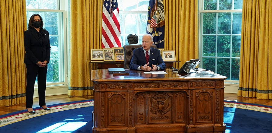 US President Joe Biden with Vice President Kamala Harris. Credit: Reuters Photo