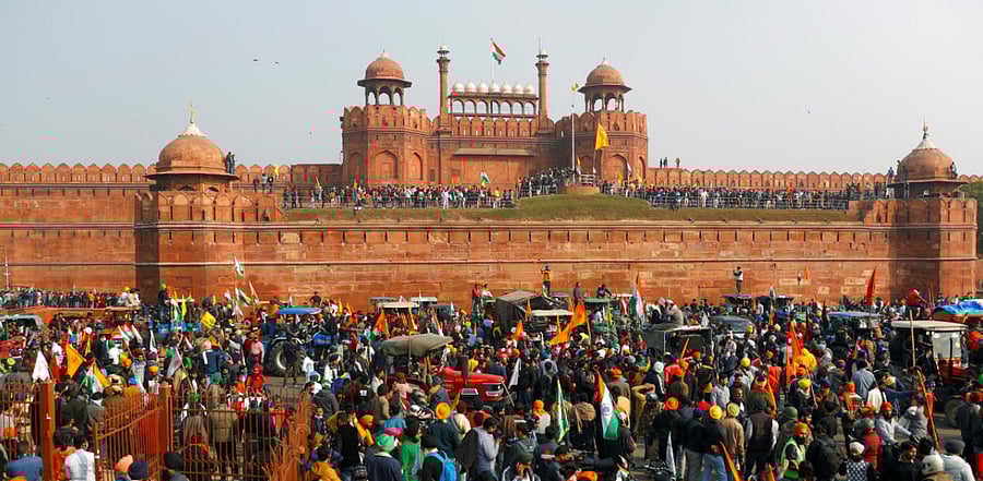 Farmers stormed the Red Fort on Republic Day. Credit: Reuters Photo