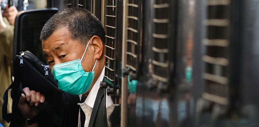 Jimmy Lai, founder of Apple Daily, arrives the Court of Final Appeal by prison van in Hong Kong. Credit: Reuters Photo