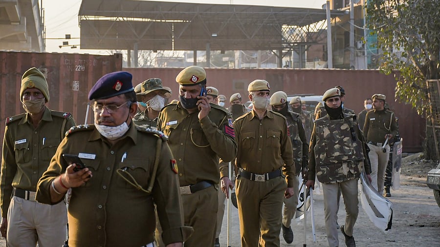 Heavy security deployment at Tikri border during farmer's protest against the new farm laws, in New Delhi. Credit: PTI Photo
