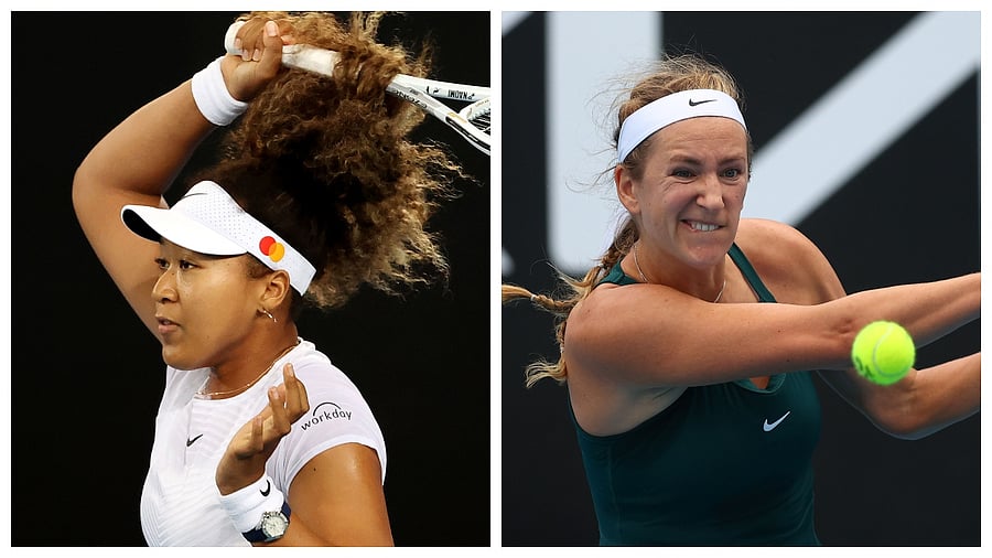 Naomi Osaka (L) and Victoria Azarenka (R). Credit: AFP Photo.