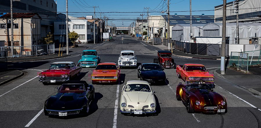 Cars lined up during a gathering by auto enthusiasts in Urayasu, an eastern suburb of Tokyo. Credit: AFP Photo