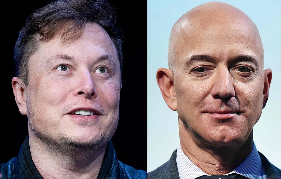 SpaceX CEO Elon Musk and Amazon.com Inc billionaire founder Jeff Bezos. Credit: AFP Photo