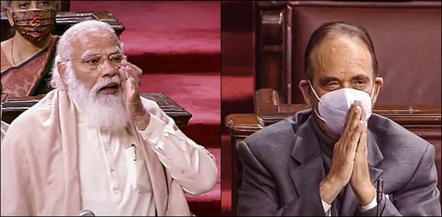 "Posts come, high office comes, power comes and how to handle these, one must learn from Ghulam Nabi Azad Ji. I would consider him a true friend," PM Modi said. Credit: RSTV