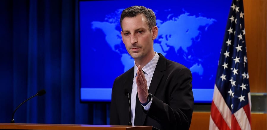 US State Department spokesman Ned Price speaks during a press briefing at the State Department in Washington, DC. Credit: AFP Photo