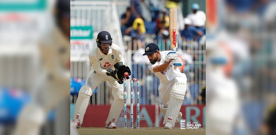 Virat Kohli castled by Moeen Ali. Credit: England Cricket twitter.