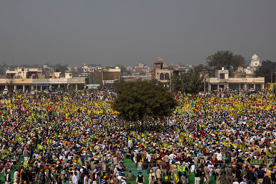 Farmers and agricultural workers attend a rally against farm laws, in Barnala, northern state of Punjab, India, February 21, 2021. Credit: REUTERS Photo