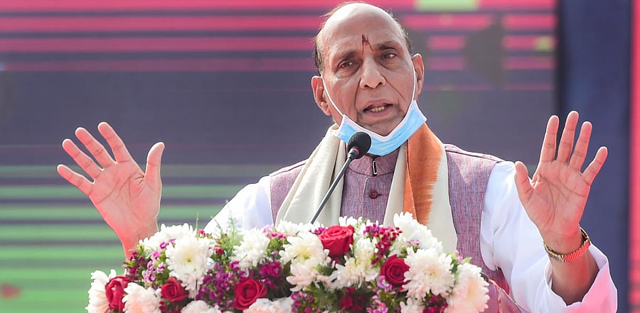 Defence Minister Rajnath Singh. Credit: PTI photo.