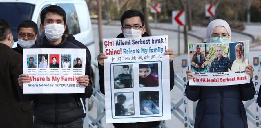 Uighurs living in Turkey demonstrate for the release of their relatives detained in China. Credits: AFP Photo