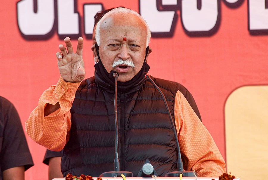 Rashtriya Swayamsevak Sangh (RSS) chief Mohan Bhagwat. Credit: PTI File Photo