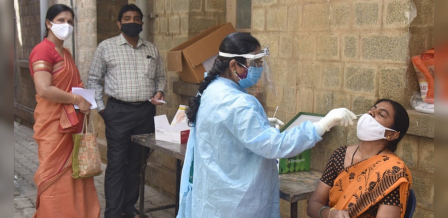 So far, 1,60,26,587 tests have been done of which nearly 13.39 per cent or 21,29,821 have tested positive. Credit: DH File Photo